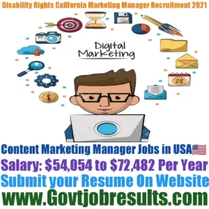 Disability Rights California Content Marketing Manager Recruitment 2021-22