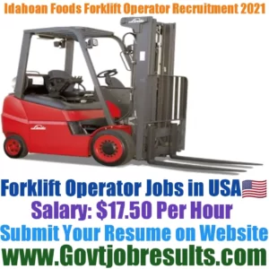 Idahaon Foods Forklift Operator Recruitment 2021-22
