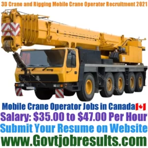 3D Crane and Rigging Mobile Crane Operator Recruitment 2021-22