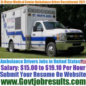 St Marys Medical Center Ambulance Driver Recruitment 2021-22