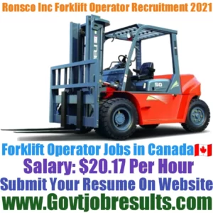 Ronsco Inc Forklift Operator Recruitment 2021-22