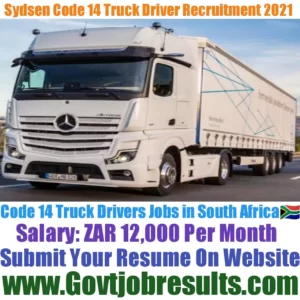 Sydsen Code 14 Truck Driver Recruitment 2021-22