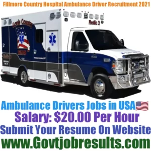 Fillmore Country Hospital Ambulance Driver Recruitment 2021-22