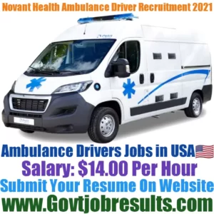 Novant Health Ambulance Driver Recruitment 2021-22
