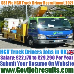 SSE Plc HGV Truck Driver Recruitment 2021-22
