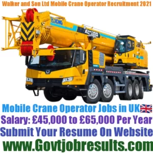 Walker and Son Ltd Mobile Crane Operator Recruitment 2021-22