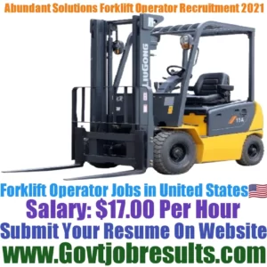 Abundant Solutions Forklift Operator Recruitment 2021-22