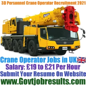 3D Personnel Crane Operator Recruitment 2021-22