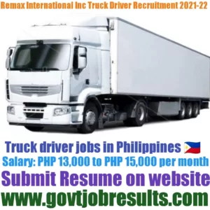 Remax International Inc Truck Driver Recruitment 2021-22