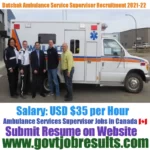 Dutchak Ambulance Service Supervisor Recruitment 2021-22