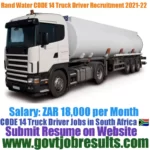 Rand Water CODE 14 Trucks Driver Recruitment 2021-22