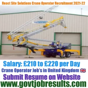 React Site Solutions Crane operator Recruitment 2021-22