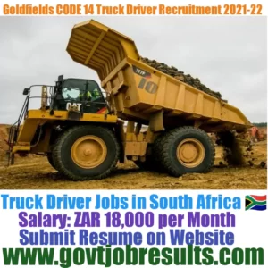 Goldfields CODE 14 Truck Driver Recruitment 2021-22