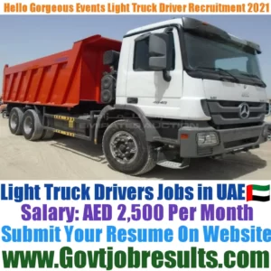 Hello Gorgeous Events Light Truck Driver Recruitment 2021-22
