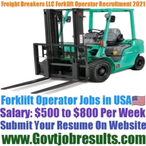 Freight Breakers LLC Forklift Operator Recruitment 2021-22