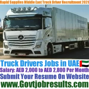 Rapid Supplies Middle East Truck Driver Recruitment 2021-22