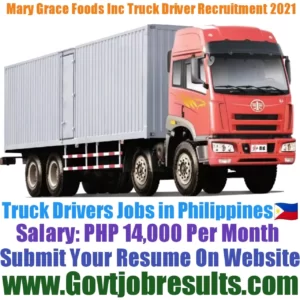 Mary Grace Foods Inc Truck Driver Recruitment 2021-22