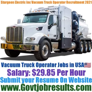 Sturgeon Electric Company Inc Vacuum Truck Operator Recruitment 2021-22