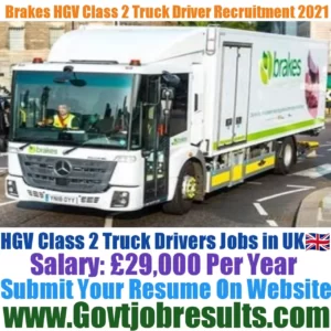 Brakes HGV Class 2 Truck Driver Recruitment 2021-22
