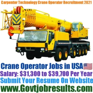 Carpenter Technology Crane Operator Recruitment 2021-22
