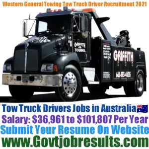 Western General Towing Tow Truck Driver Recruitment 2021-22