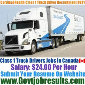 Cardinal Health Class 1 Truck Driver Recruitment 2021-22