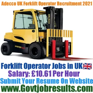 Adecco UK Forklift Operator Recruitment 2021-22