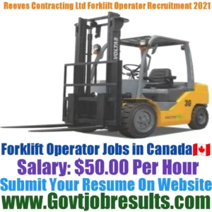 Reeves Contracting Ltd Forklift Operator Recruitment 2021-22