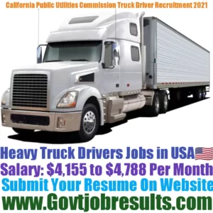 California Public Utilities Commission Heavy Truck Driver Recruitment 2021-22