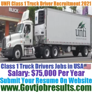 UNFI Class 1 Truck Driver Recruitment 2021-22