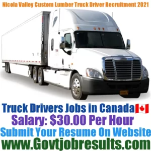 Nicola Valley Custom Lumber Truck Driver Recruitment 2021-22