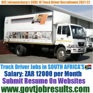 BCE Johannesburg CODE 10 Truck driver 