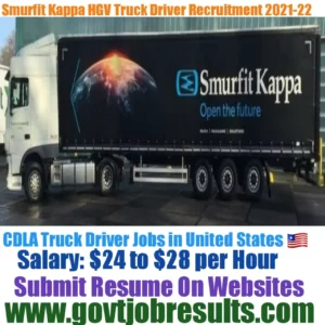 Smurfit Kappa HGV Truck Driver Recruitment 2021-22
