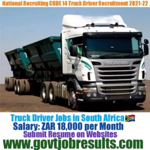 National Recruiting CODE 14 Truck Driver Recruitment 2021-22