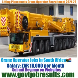 Lifting Placements Crane Operator Recruitment 2021-22