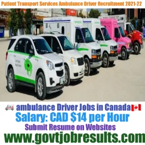 Patient Transport Services Ambulance Driver Recruitment 2021-22