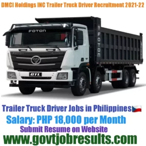 DMCI Dacon Trailer Truck Driver Recruitment 2021-22