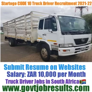 Startogo CODE 10 Truck Driver Recruitment 2021-22
