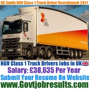 DS Smith HGV Class 1 Truck Driver Recruitment 2021-22