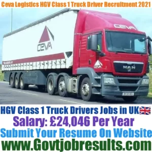 Ceva Logistics HGV Class 1 Truck Driver Recruitment 2021-22