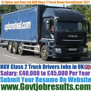 CJ Upton and Sons Ltd HGV Class 2 Truck Driver Recruitment 2021-22