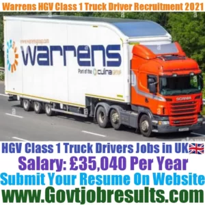 Warrens HGV Class 1 Truck Driver Recruitment 2021-22
