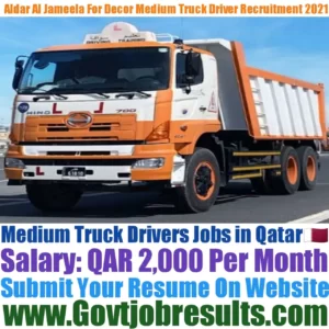 Aldar Al Jameela For Decor Medium Truck Driver Recruitment 2021-22