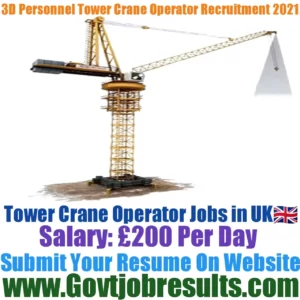3D Personnel Tower Crane Operator Recruitment 2021-22