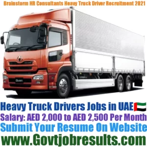 Brainstorm HR Consultants Heavy Truck Driver Recruitment 2021-22