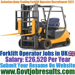 Salvation Army Trading Co Ltd Forklift Operator Recruitment 2021-22