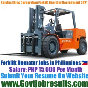 Sundust Bros Corporation Forklift Operator Recruitment 2021-22