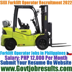 SIIX Forklift Operator Recruitment 2022-23