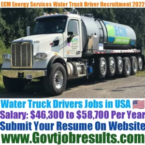 ECM Energy Services Water Truck Driver Recruitment 2022-23