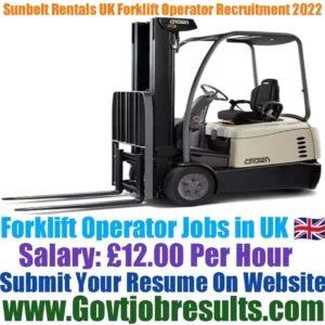 Sunbelt Rentals UK Forklift Operator Recruitment 2022-23